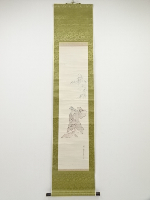 JAPANESE HANGING SCROLL / HAND PAINTED / PEOPLE IN THE PAST